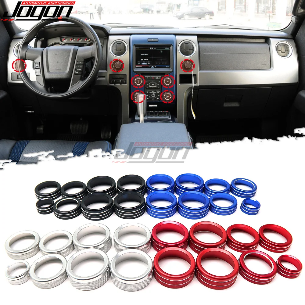 Car Interior Accessories For Ford F-150 F150 2009-2014 Car Air Conditioning AC Adjust Knob Button Audio Switch Decoration Cover