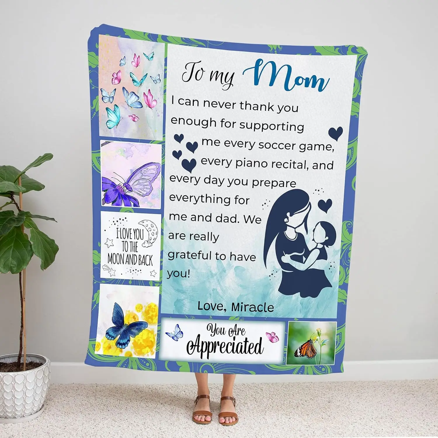 Custom Love Gift Present to My Daughter Son from Mom Customized Husband Wife Handwritten Letter Blanket Air Mail
