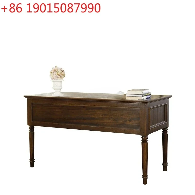 

American retro old oak desk European walnut solid wood desk