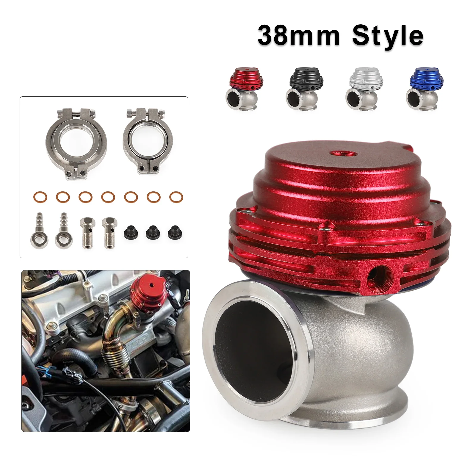 

38MM Flanged Turbo Waste Gate Turbo Exhaust Manifold External V-band Wastegate dump pipe valve 4 color