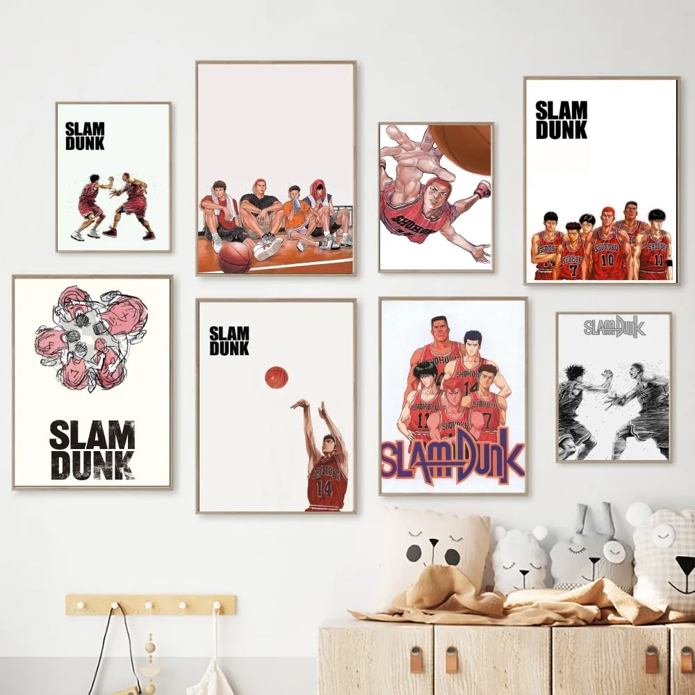 Slam Dunk Anime Poster Kraft Club Bar Paper Vintage Poster Wall Art Painting Bedroom Study Stickers