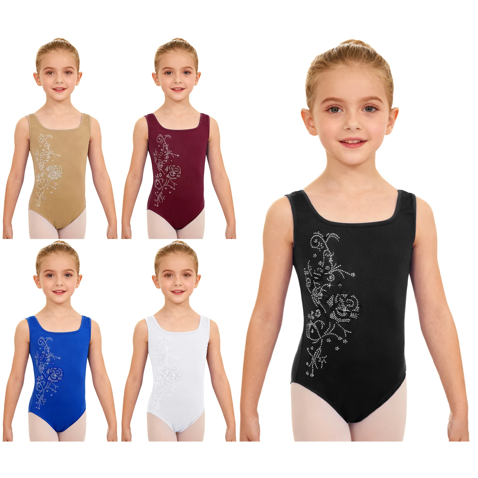 Girls Ballet Tank Leotards Warm Ballet Underwear Child Kids Gymnastic Figure Skating Bodysuit Sleeveless Fleece Lined Dancwear