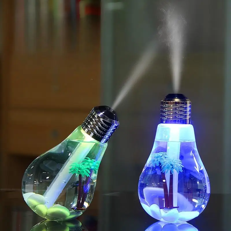 USB Bulb Humidifier - Mini Quiet Humidifier with Colorful Night Light | Micro Landscape Desktop Decoration for Bedroom/Home