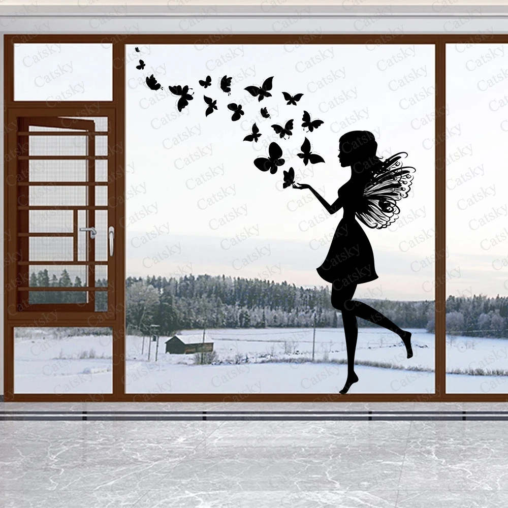 

butterfly girl Window stickers, wall stickers, roof murals, home decoration, PVC self-adhesive refrigerator magnets