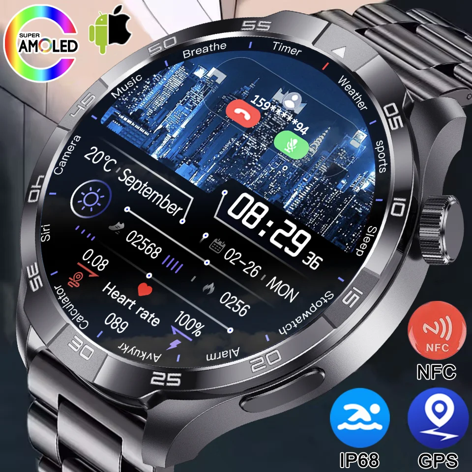 Nowy Smartwatch GT6 Pro z GPS, śledzeniem ruchu, dla Androida i iOS, zegarek męski, ekran AMOLED, wodoodporność IP68, kompas, połączenia, oryginalna inteligentna bransoletka.