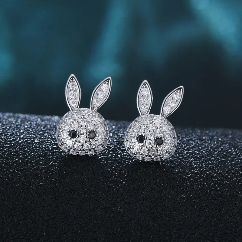 

925 Sterling Silver Lovely rabbit Stud Earrings For Women Trend Personality Lady Fashion Jewelry
