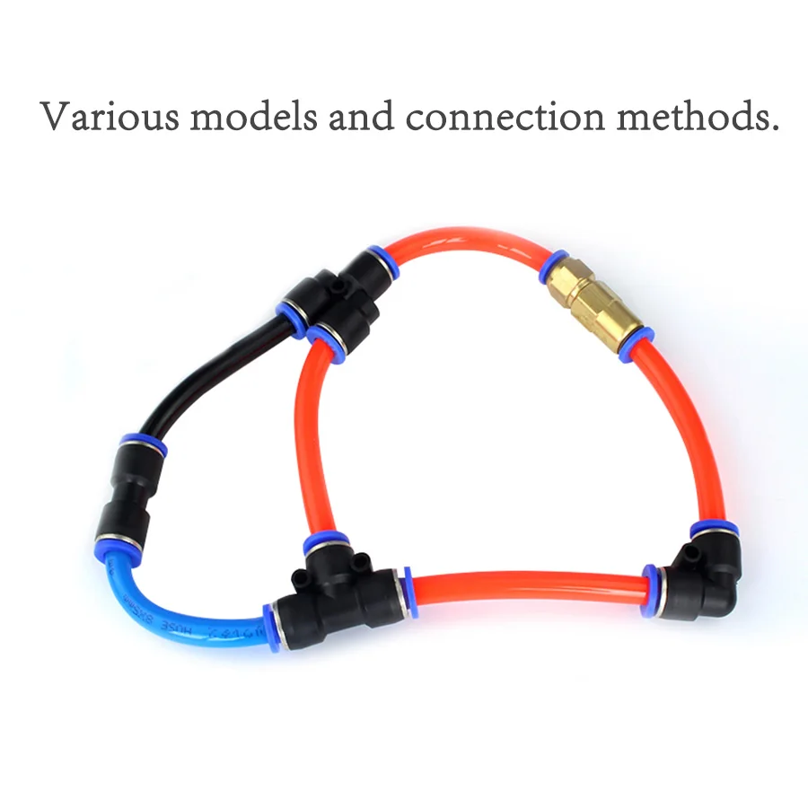 Pneumatic Fitting Quick Push in Connector Tee,L-Type,Cross,Throttle Valve For 4mm 6mm 8mm 10mm 12mm House Tube Straight Fittings