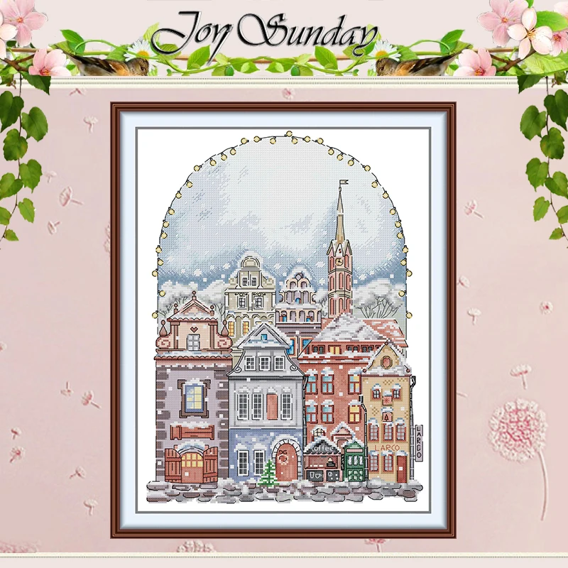 

House in the Snow Patterns Counted Cross Stitch Set DIY 11CT 14CT 16CT HD Stamped DMC Cross-stitch Kit Embroidery Needlework