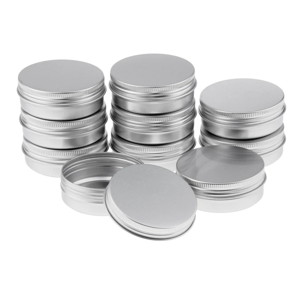 Set Van 10 Ronde Aluminium Lippenbalsemcontainers-60Ml Capaciteit