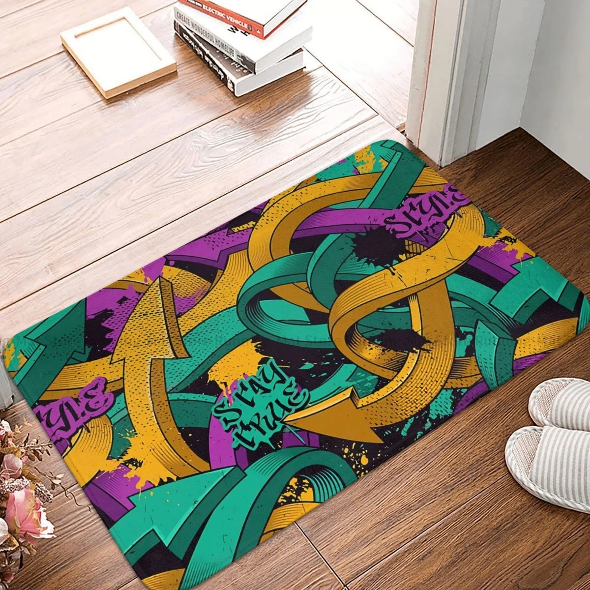 Hip Hop Graffiti Street Art Bathroom Mat Urban Pattern Doormat Living Room Carpet Balcony Rug Home Decor