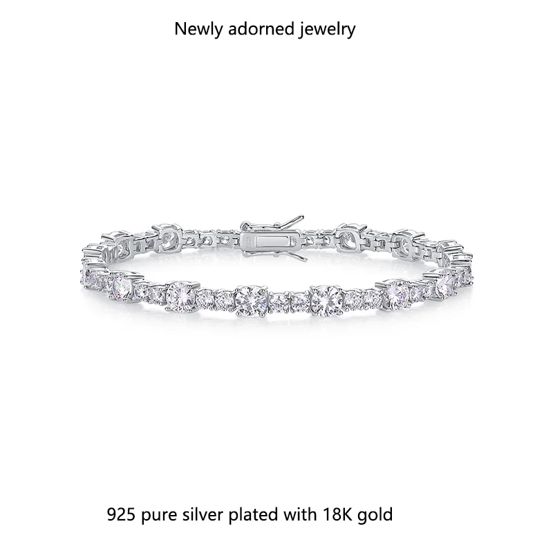 

High-hardness tennis bracelet in INS style, made of S925 sterling silver, featuring 9.6CT, 10.4CT, or 11CT moissanite. Available