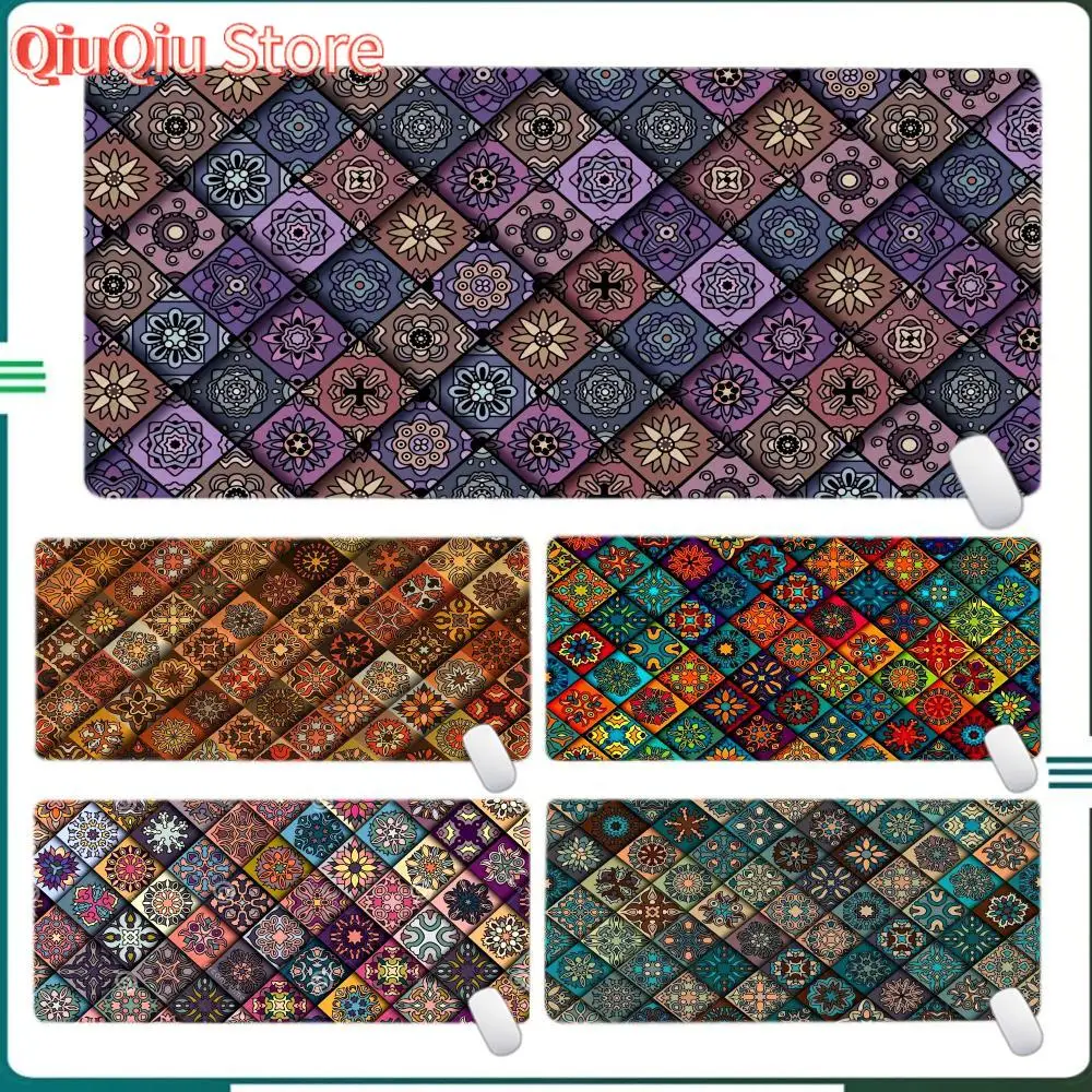 

Коврик для мыши с персидским узором, большой коврик для компьютерной офисной игры, настольный коврик XXL, резиновые противоскользящие коврики для клавиатуры с прошитыми краями, длинные настольные коврики