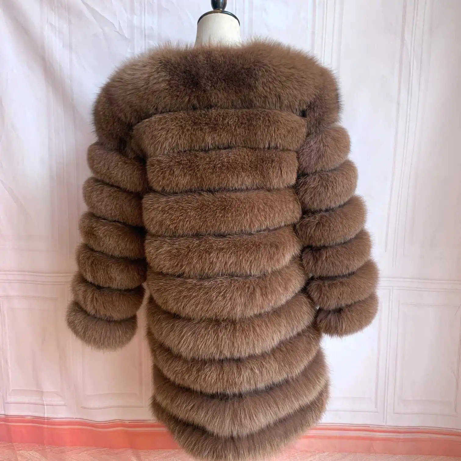 NEW 4in1 Real Fox Fur Long Coat Winter Coat for Women Jackets Vest Winter Outerwear Women Fox Fur Coat High Quality Fur Clothes