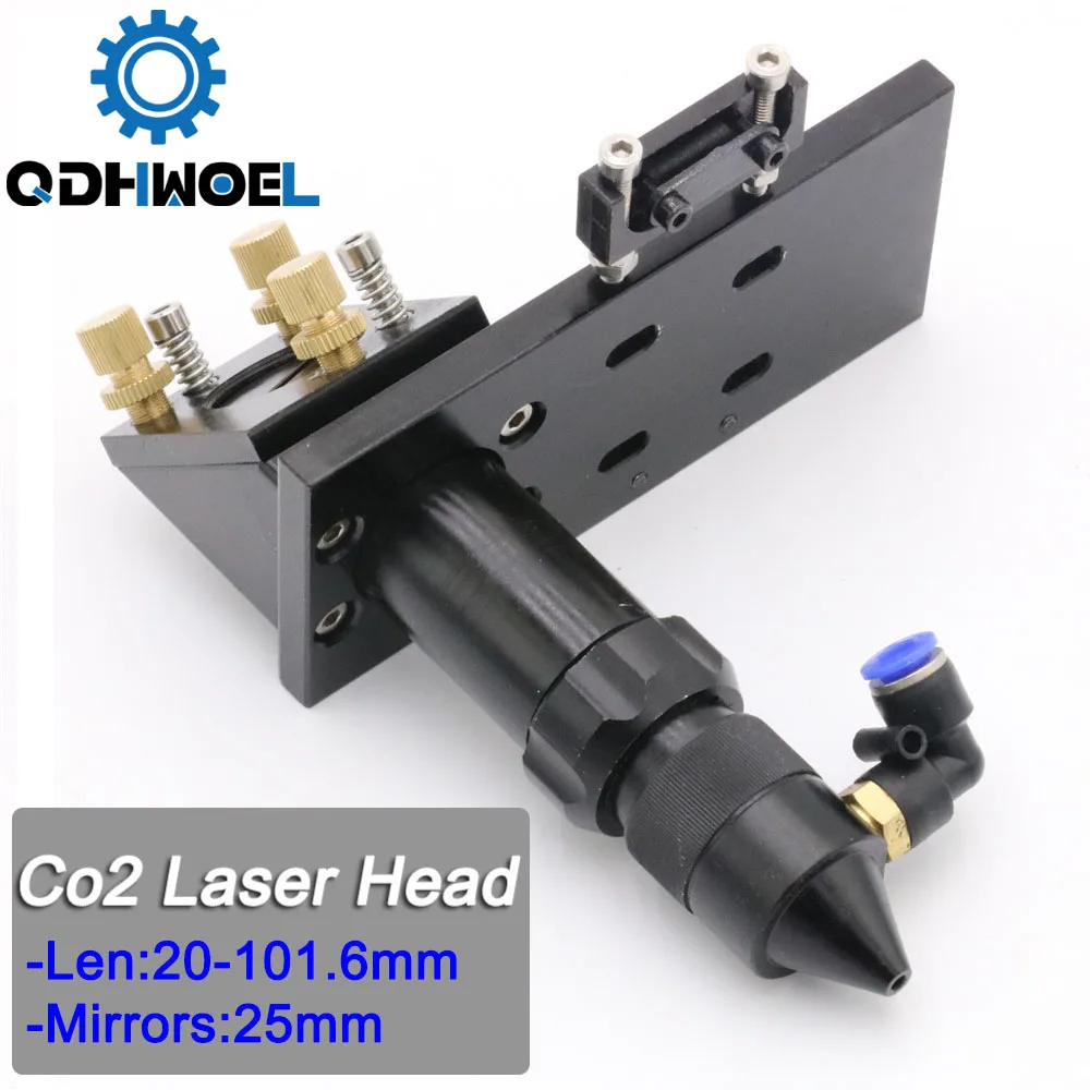 QDHWOEL CO2 Laser E Head for Focus Lens Dia.20 FL.101.6mm & Mirror 25mm Mount