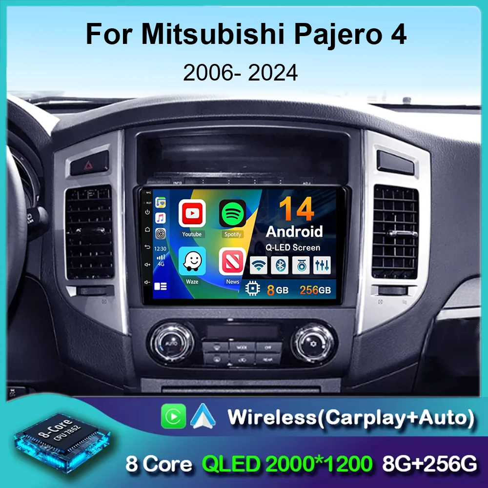 

Android 14 Carplay Car Radio For Mitsubishi Pajero 4 V80 V90 2006 - 2014 Multimedia Video Navigation Player GPS Stereo Head Unit