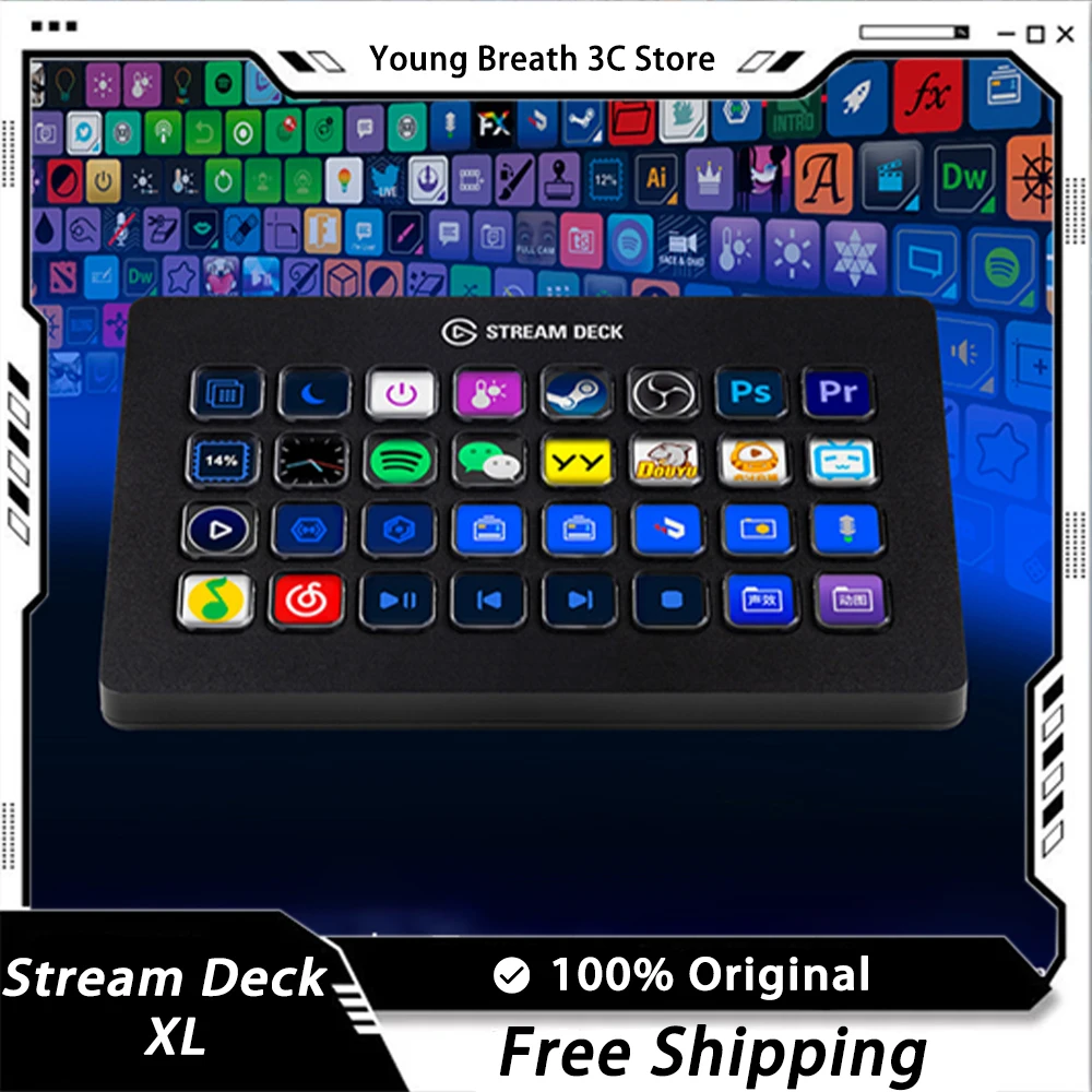 

Мультифункциональная панель Elgato Stream Deck XL с 32 клавишами, мини-клавиатура для рабочего стола, помощник в прямом эфире, PS PR для ПК