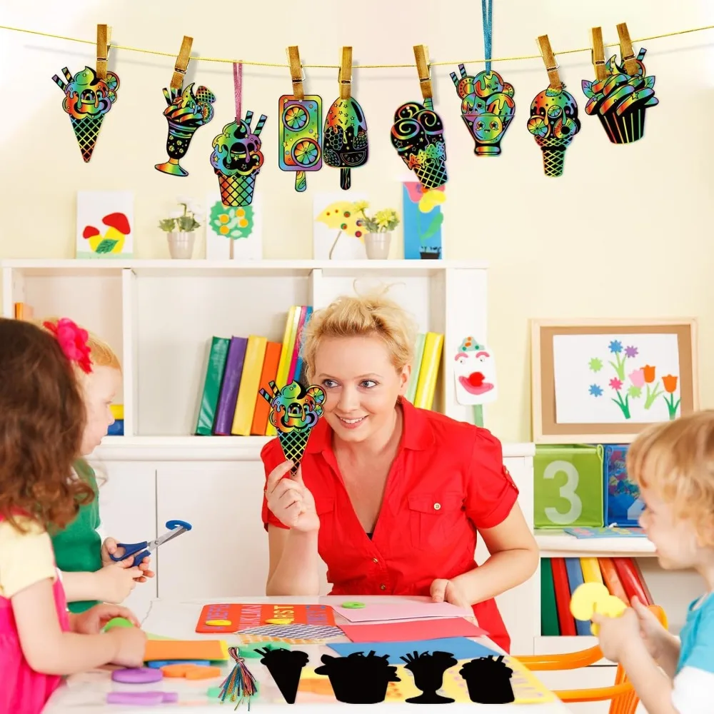 The Magic Rainbow Summer Sweet Treats Scratch-off Card hanging decoration craft is a birthday party gift for children