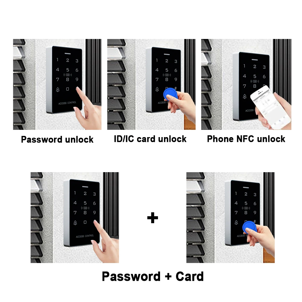 Password RFID ID IC NFC Gate Door Opener Access Control Keypad MF1 EM Card Reader 12000 User Rainproof Controller