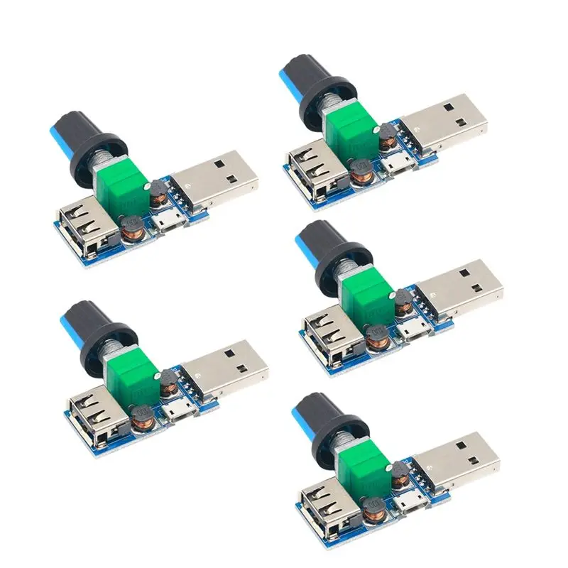 A13E-Multi-Function Mini USB Fan Governor 5Pcs Wind Speed Controller Air Volume Regulator Cooling Mute Fan Speed Switch