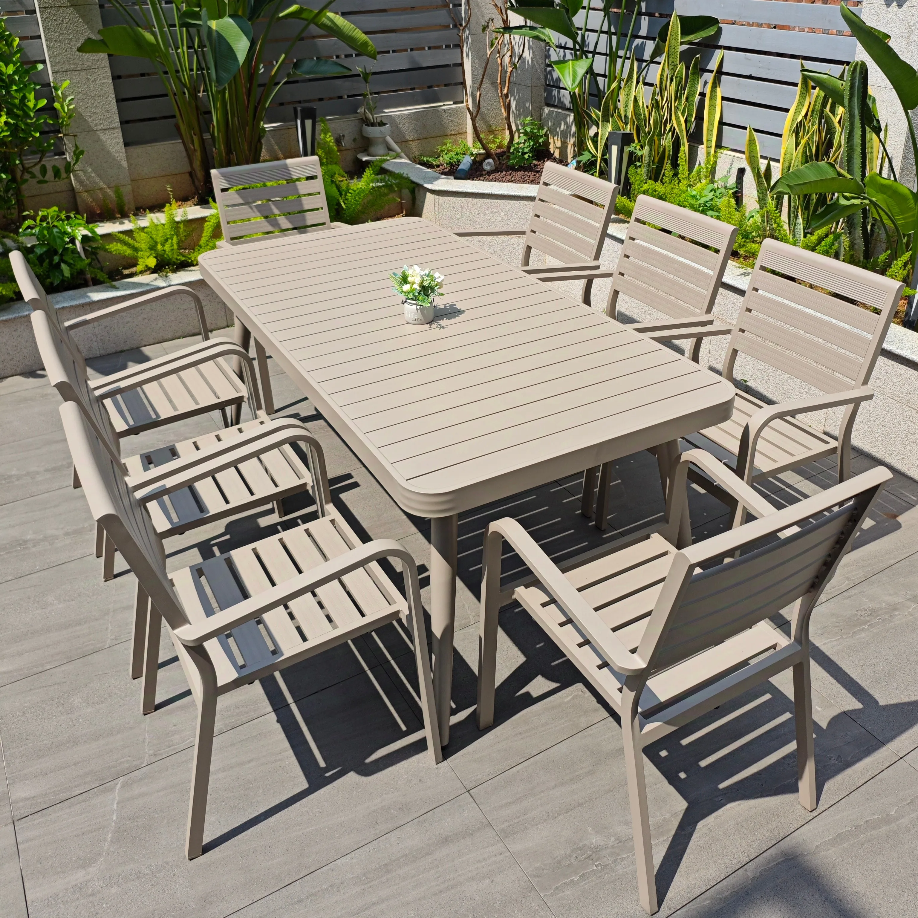 Outdoor aluminum alloy tables and chairs courtyard villa all-aluminum garden open-air balcony waterproof and sunscreen simple ca
