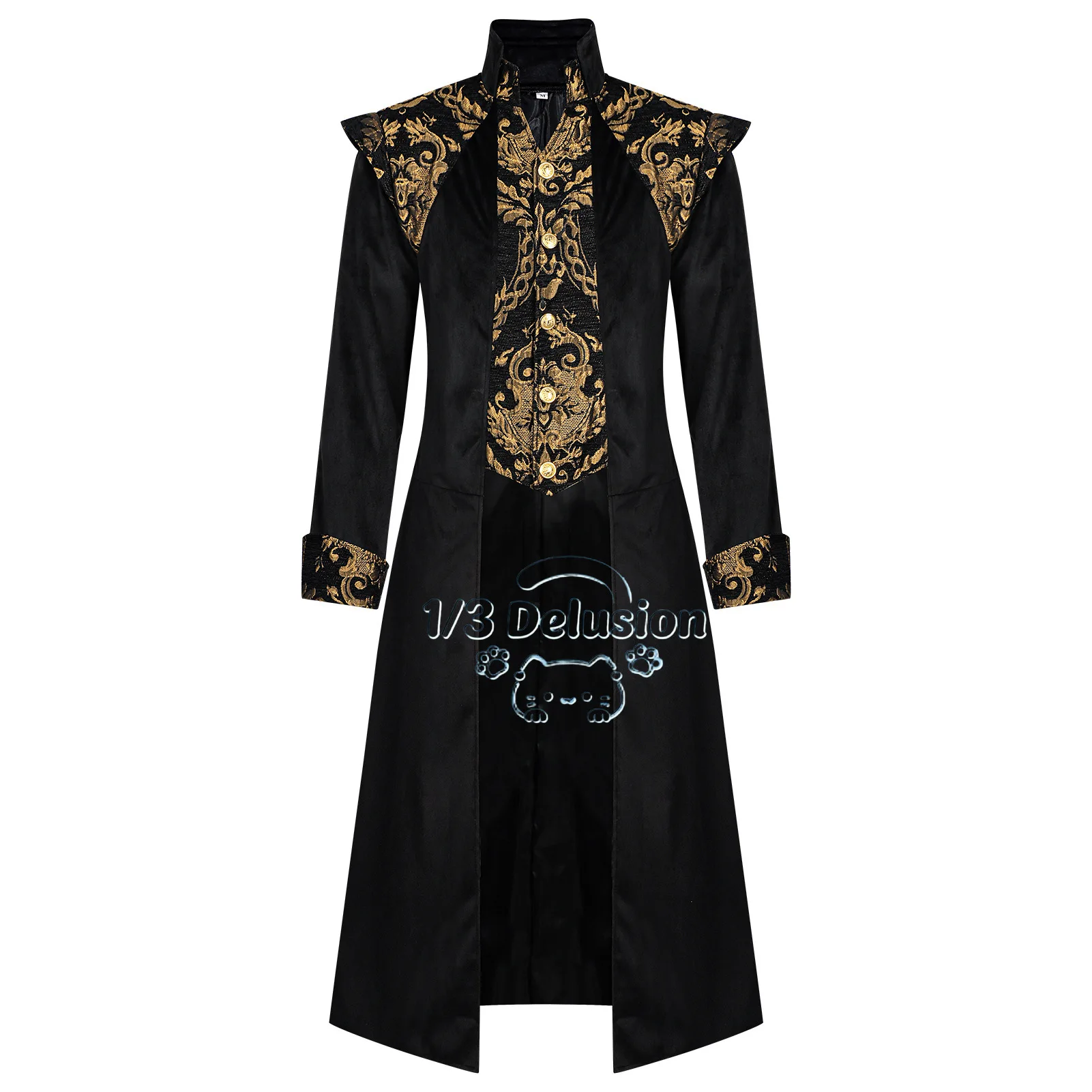 Men Steampunk Medieval Tailcoat Jacket Victorian Gothic Formal Dress Coat Vintage Palace Suit Cosplay Costume 1/3 Delusion view 4