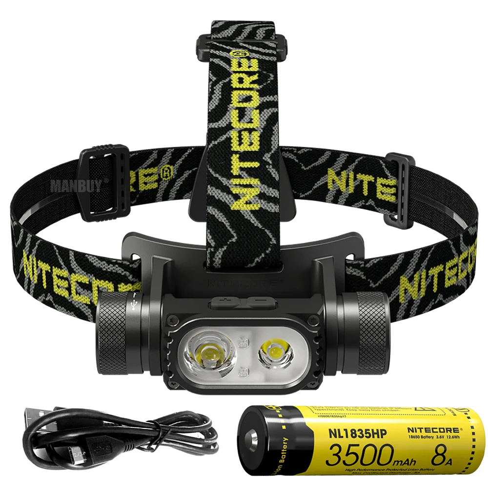 SALE NITECORE HC68 2000 Lumen High Performance Dual Beam E-focus Headlamp Rechargeable 3500mAh Battery Outdoor Camping Headlight