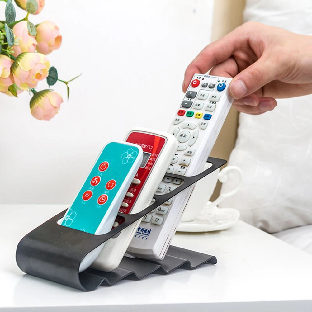 

Remote Control Storage Rack for 4 Remotes Metal Organizer Anti Slipping Room Coffee Table File Folder Stand