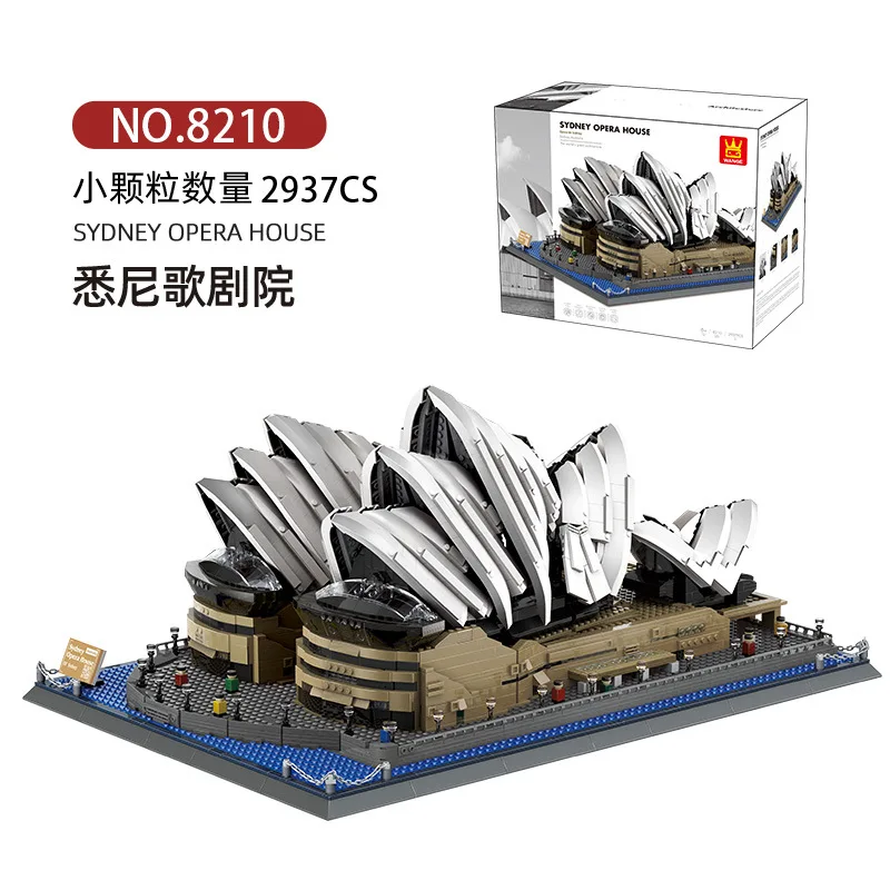 WANGE Stad Architectuur Sydney Opera Santorini Bouwstenen Chamartin Stadion Moskee Gemonteerd Model Collectie Speelgoed Voor Cadeau