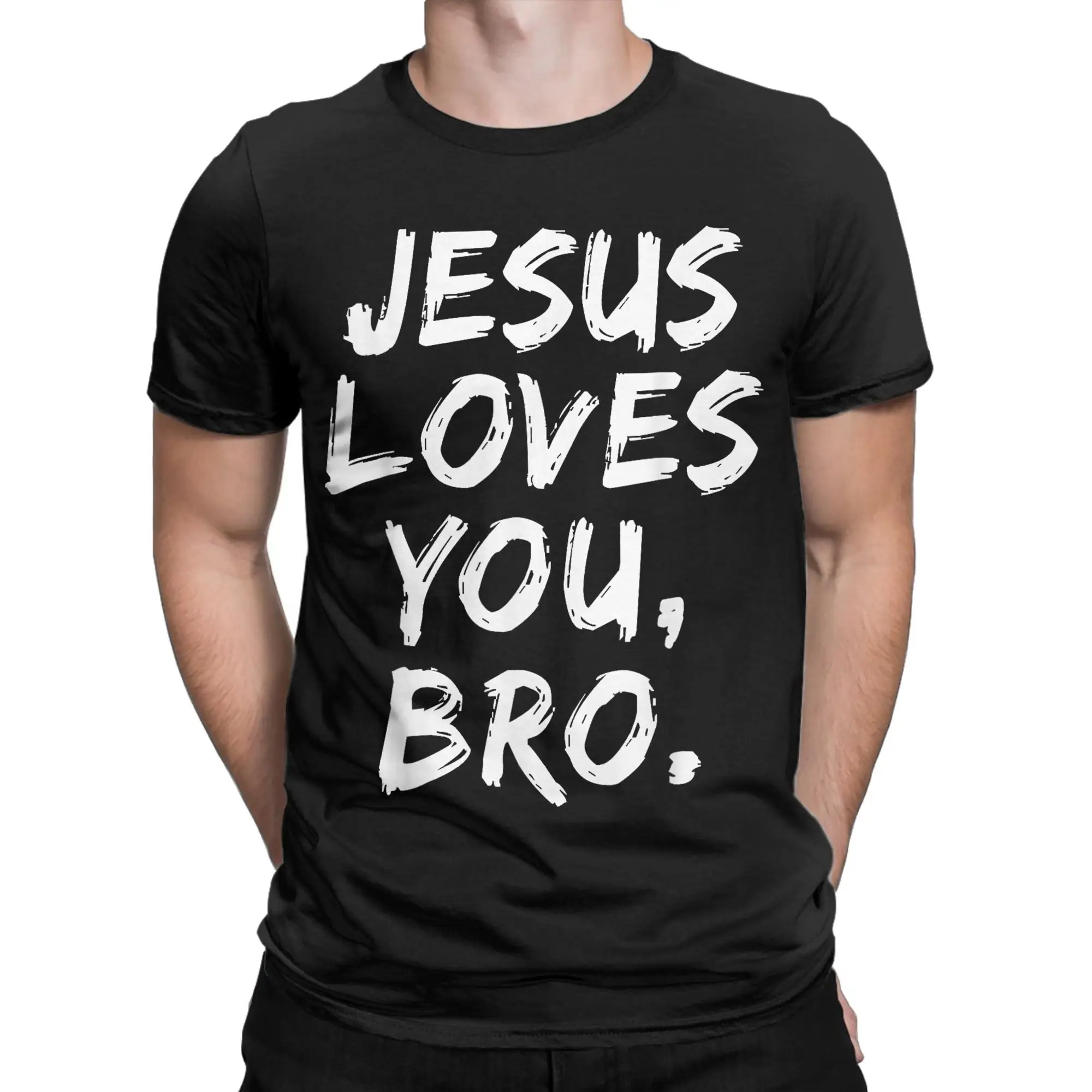 Jesus Loves You Bro Christian Believer Faith God Religious Men's T Shirt  Vintage Tee Shirt Short Sleeve O Neck T-Shirt Clothes #2