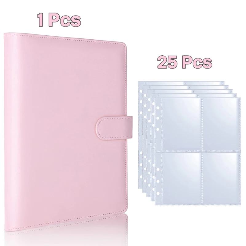 25 Stück Seiten (4 Gitter) Fotokarte A5-Binder Kpop Fotoalben Idolkarten Loseblatt Sammelbuchbinder Binder Fotokartenhalter