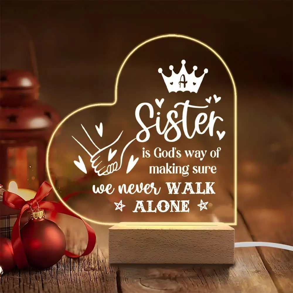 

1 шт., акриловые светящиеся аксессуары для фотосъемки, USB-основание, подарок сестре, фигурки выпускного/дня рождения