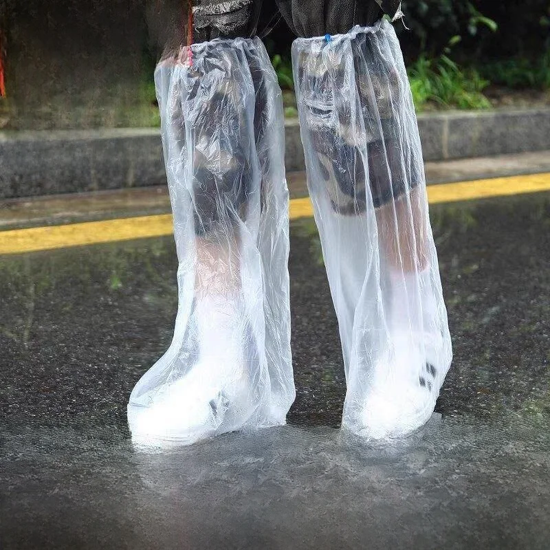 bottes-de-pluie-jetables-a-tube-haut-epaissies-resistantes-a-l'usure-impermeables-couvre-chaussures-longs-antiderapants-anti-poussiere