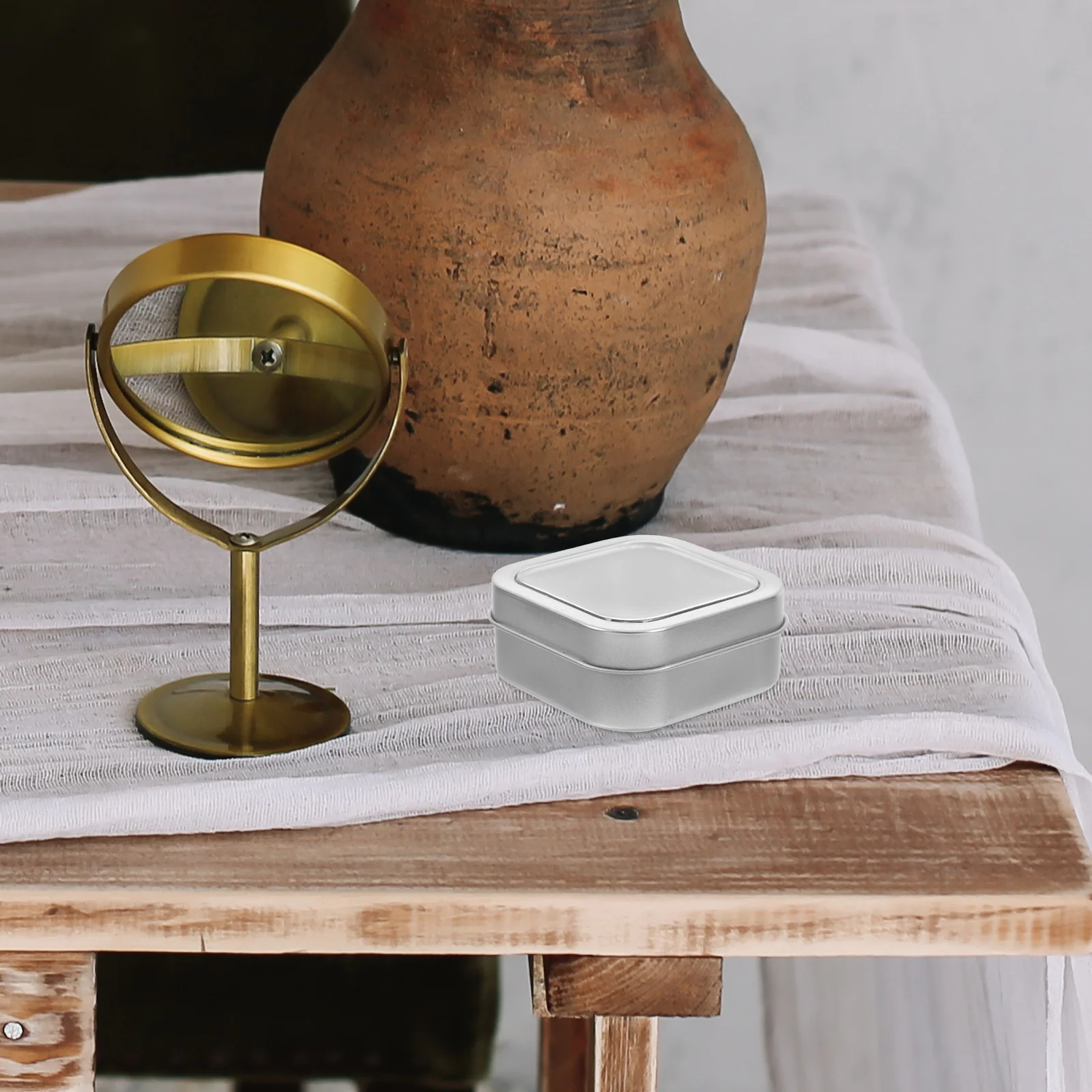 

Empty Square Metal Tin Storage Box Portable Jewelry Case Organizer for Rings Necklaces Trinkets Small Candy Tins with Lids