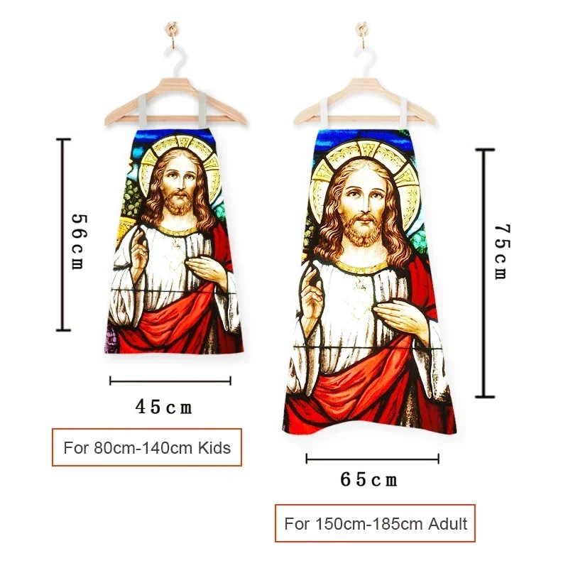 Vintage Religion Jesus Print Kitchen Aprons Women Men Home Cleaning Clothing Linen Pinafore Waterproof Chef Cooking Apron