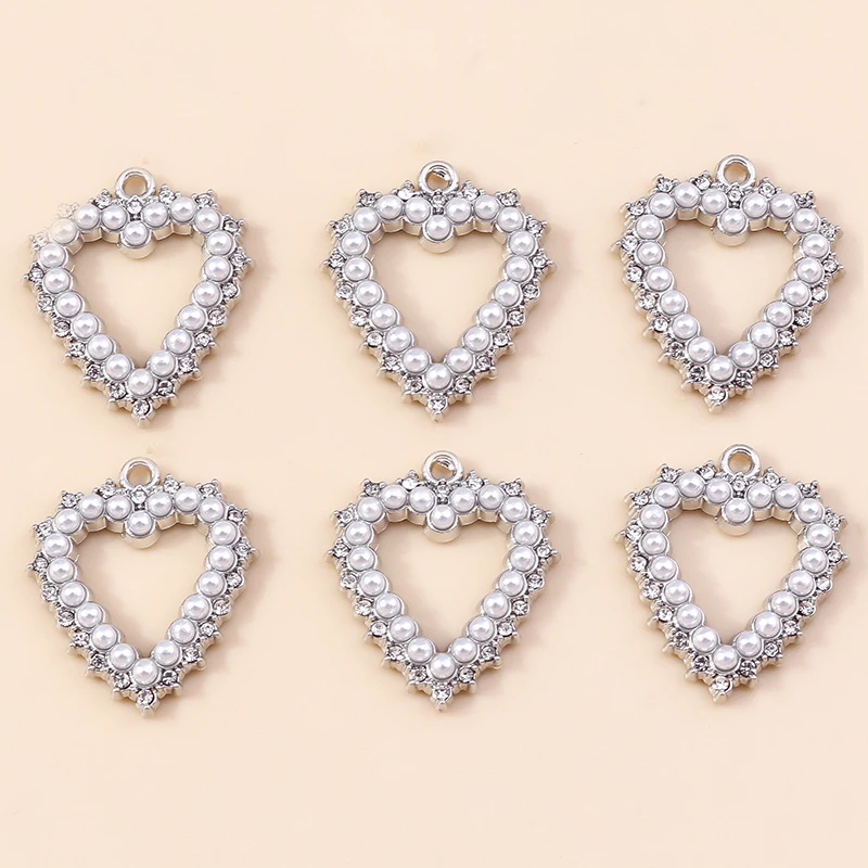 Leslie 4 Stück elegante Kristallperlen, hohle Liebesanhänger, Herzen-Anhänger für DIY-Ohrringe, Armbänder, Halsketten, Zubehör – Detail 6