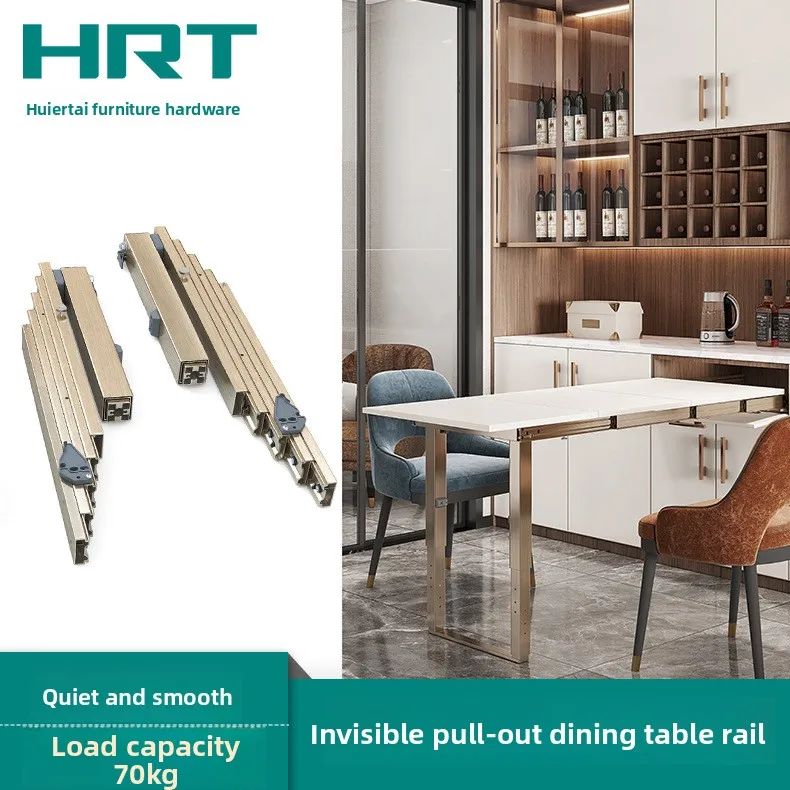 Concealed Soft Close Pull Out Dining Table Slides Aluminum Alloy Five Section Telescopic Furniture Rails Folding Legs Mm Or