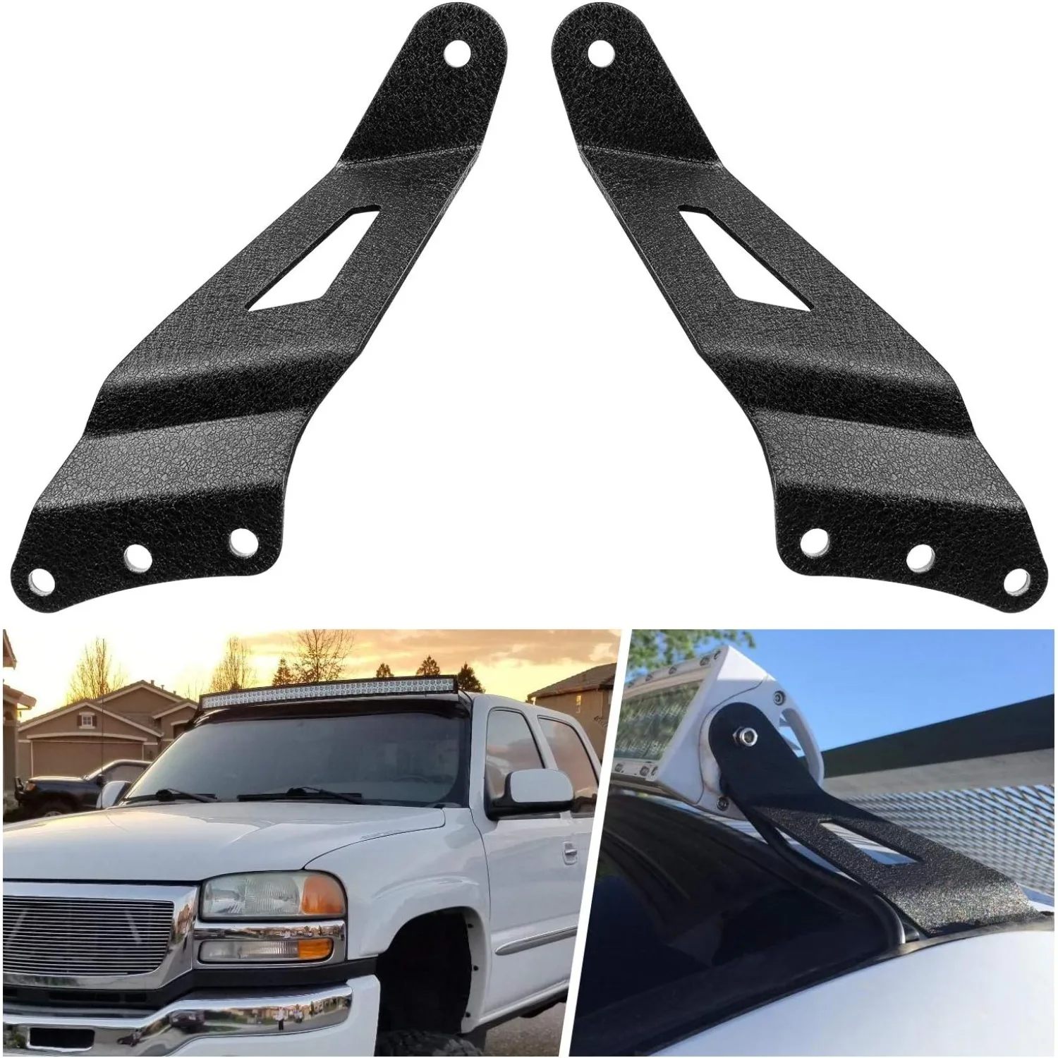 Nilight 2PCS 50'' Curved LED Light Bar Windshield Mount Brackets for Chevy Silverado, Suburban, Tahoe, Avalanche & GMC Sierra Yukon 1999-2006, Upper Roof Cab Mount