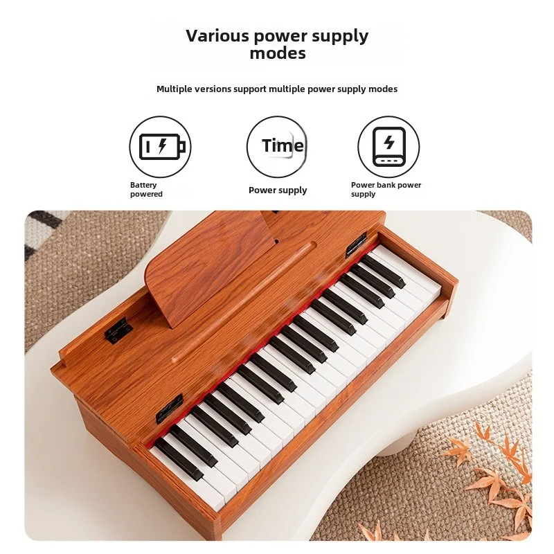 37-key electronic piano, wooden piano, clamshell desk, small electric piano, beginner baby