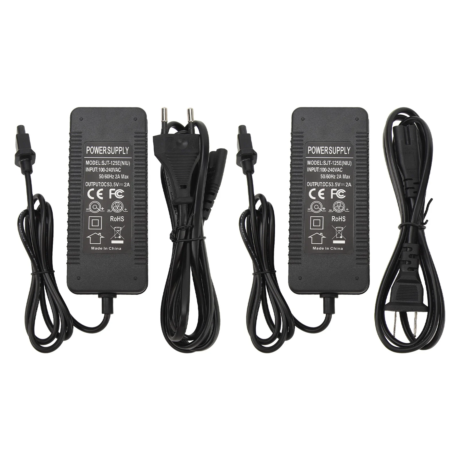 

Зарядное устройство для электрического скутера 53,5 В, 2 А, универсальный адаптер питания для аккумулятора скутера для электрического велосипеда