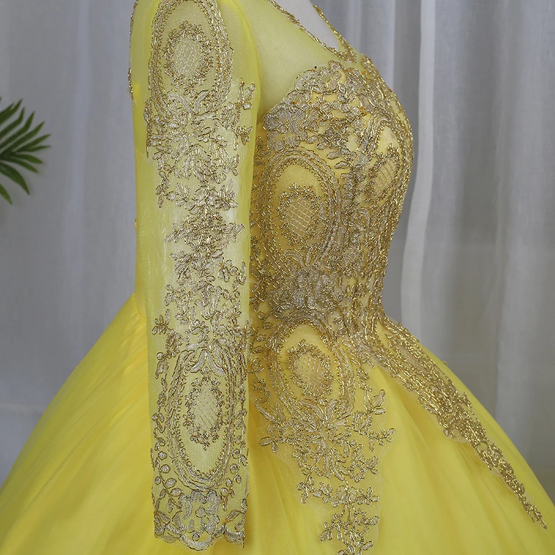 Quinceanera Dresses Loang Sleeve Prom Dress Sweet Party Dress Elegant Ball Gown Classic Lace Real Photo Vestidos Plus Size