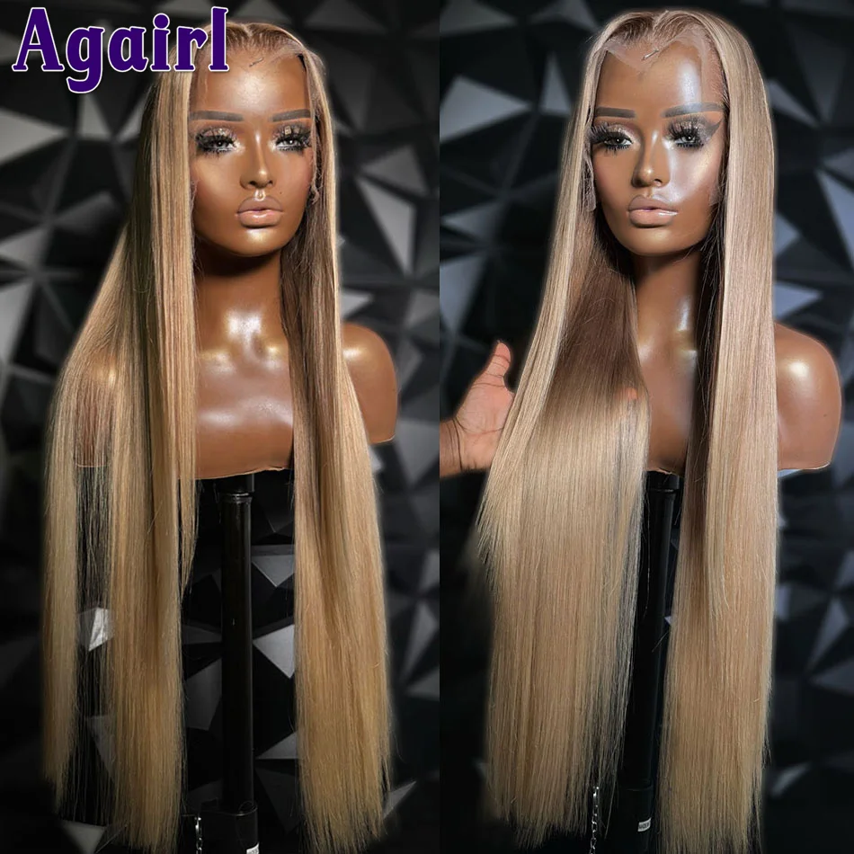 

200% Ash Honey Blonde 13X4 13X6 Lace Frontal Human Hair Wigs For Women Transparent 6X4 Bone Straight Lace Closure Wig 30 32 Inch