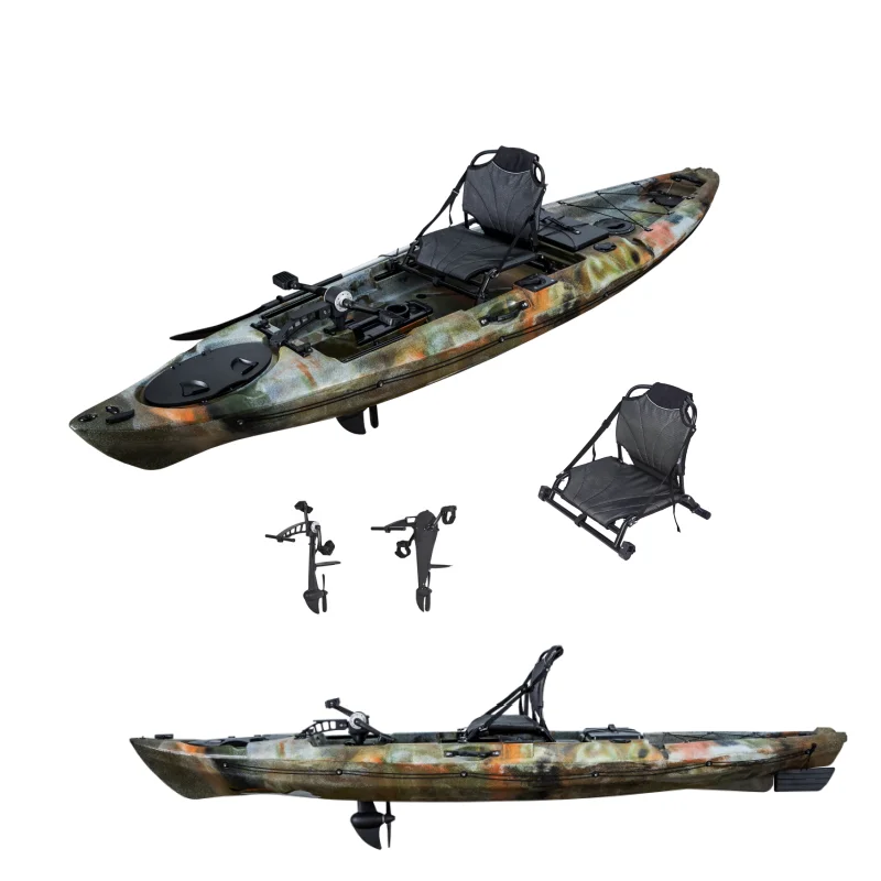 

2025 Factory 12ft 3.6m Single Sit on Kayak Ocean Water Rowing Boats with Pedals for Fishing for One Person Use in Lake River Sea