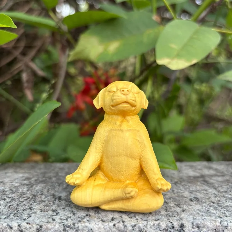 

Фигурка собаки-йоги из самшита ручной работы - 2,36 дюйма, резьба по дереву, статуя, домашний декор для гостиной, орнамент, поделки