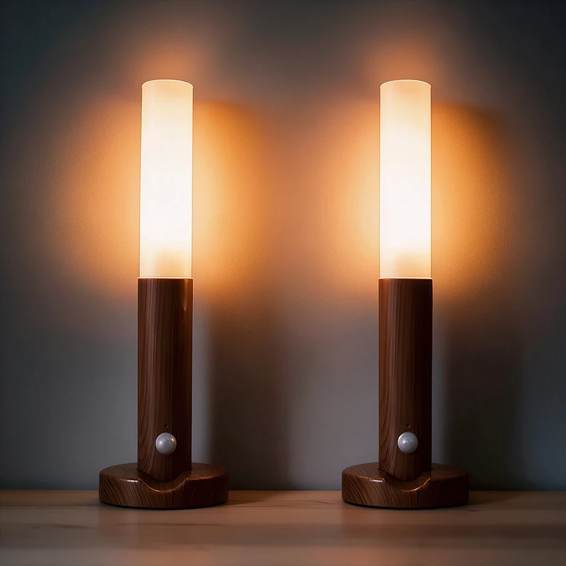 Indoor Motion Sensing LED Night Light Magnetic Adsorption USB Rechargeable Atmosphere Wall Lamp for Hallway Stairs Living Room