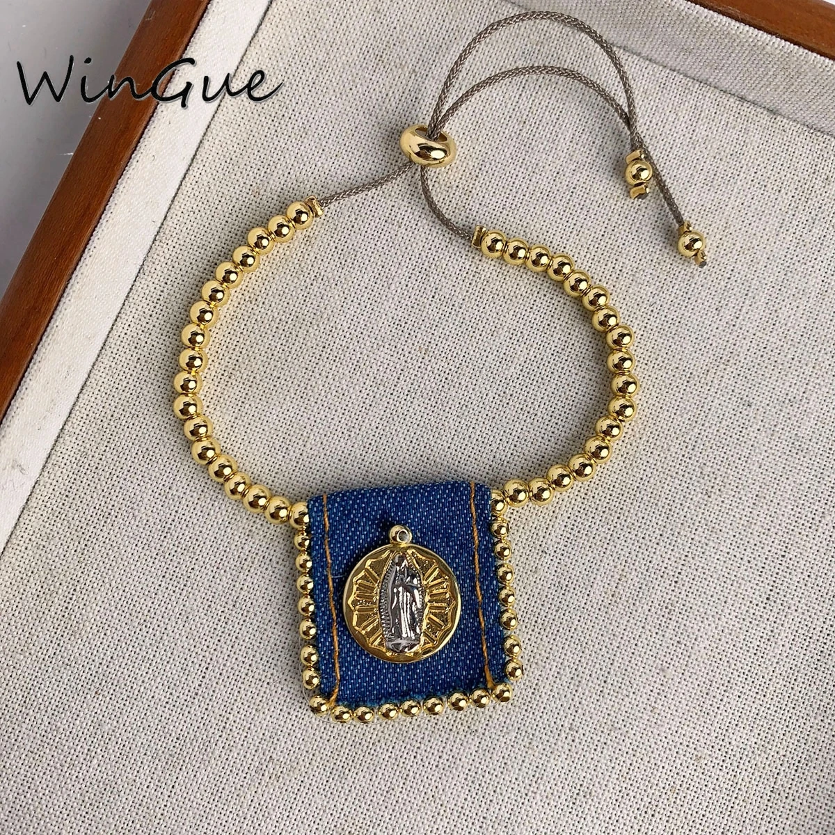 تصاميم فريدة من نوعها الجينز سحر سوار المجوهرات الدينية سوار القلب المقدس مطلية بالذهب مريم العذراء سوار W2507