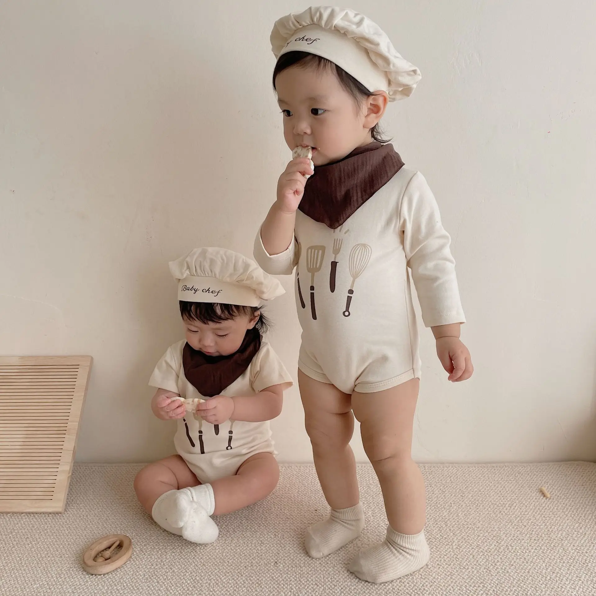 Spring Summer 2025 Casual All-match Soft and Comfortable New Rompers Baby Clothes Chef Style Rompers