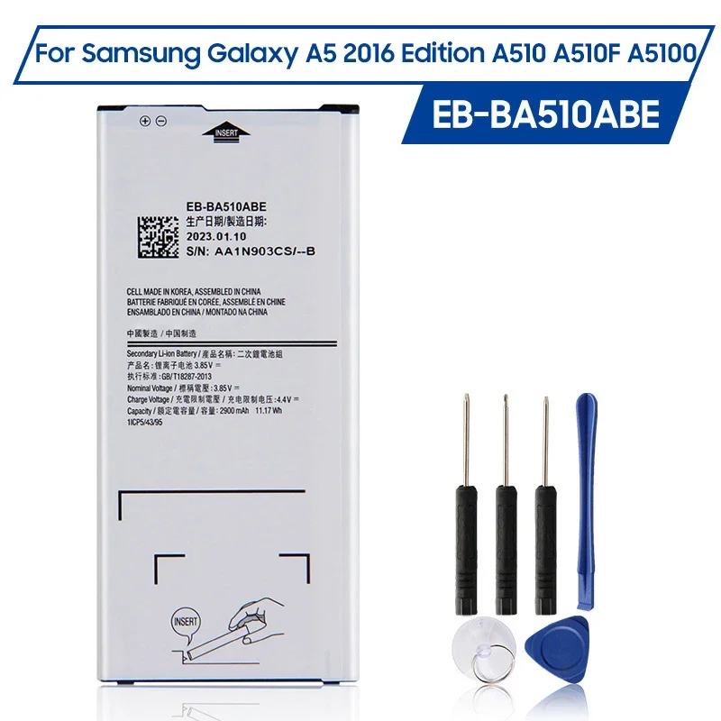 

Replacement Battery EB-BA510ABE EB-BA510ABA For Samsung Galaxy A5 2016 Edition A510F A5100 A510M A510FD A510K A510S