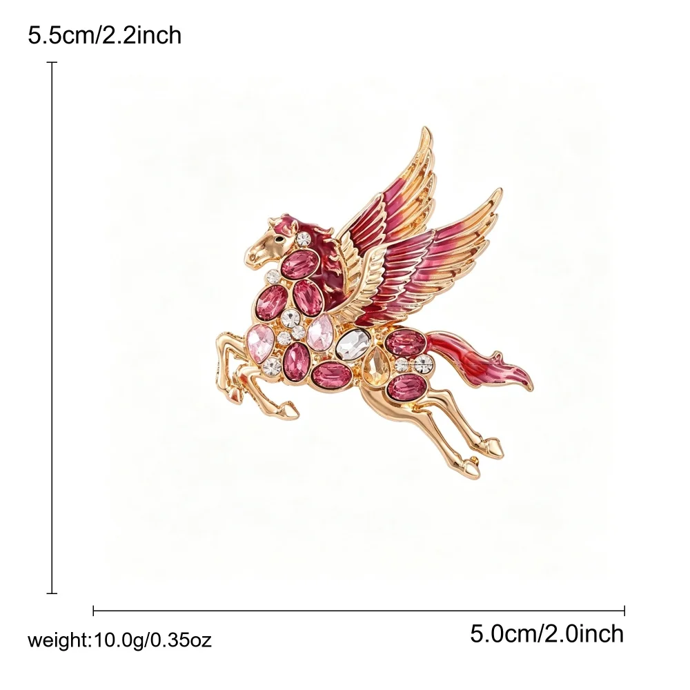 Colorful Flying Horse Pegasus Brooch Pin for Women Luxury Animal Lapel Pin Fashion Alloy Brooches Dress Accessories Jewelry Gift