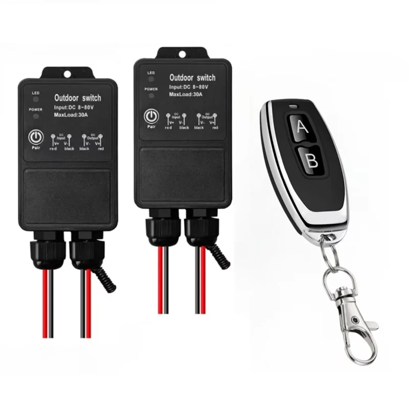 For Pump Light Fan Compatible 433Mhz Wireless Remote Control Switch Waterproof Receiver DC8V-80V 30A Transmitter