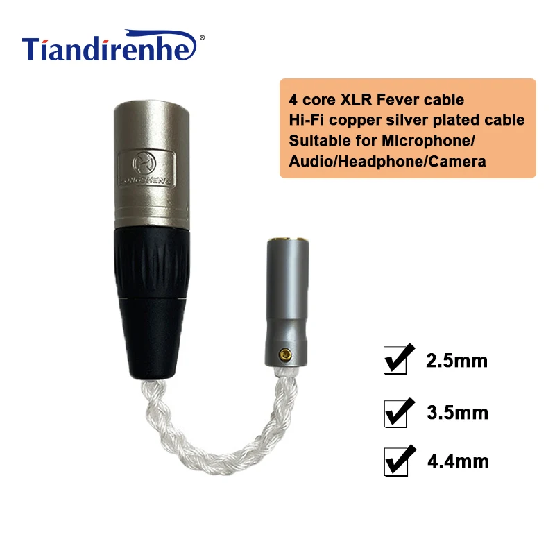 

Tiandirenhe HiFi conversion cable Lossless transmission XLR to 2.5/3.5/4.4/6.5mm female Fever cable copper silver plated cable